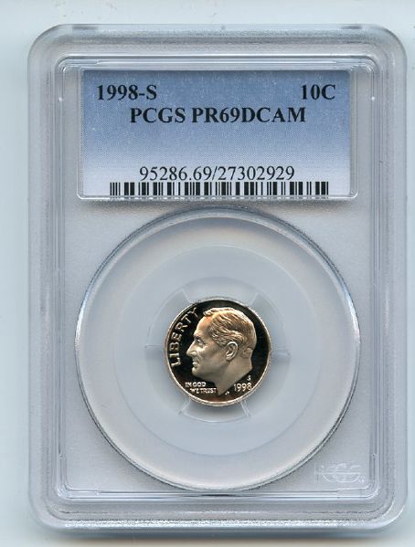 1998 S 10C Roosevelt Dime Proof PCGS PR69DCAM