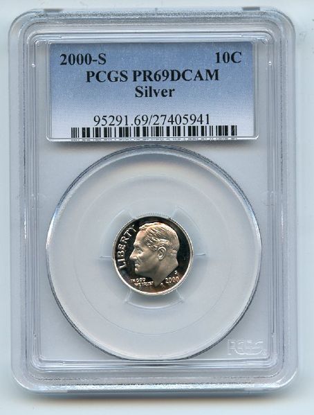 2000 S 10C Silver Roosevelt Dime PCGS PR69DCAM