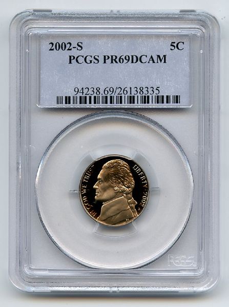 2002 S 5C Jefferson Nickel PCGS PR69DCAM