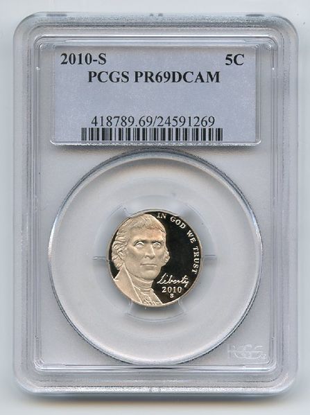 2010 S 5C Jefferson Nickel PCGS PR69DCAM