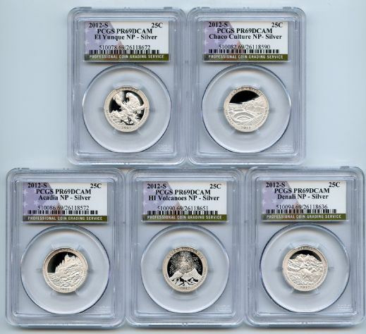 2012 S Silver National Parks Quarter Set PCGS PR69DCAM