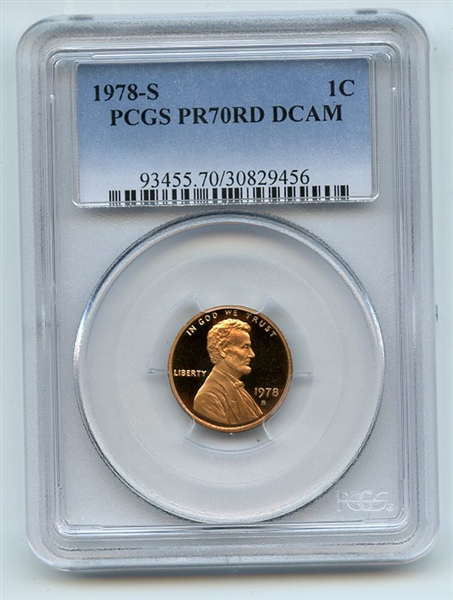 1978 S 1C Lincoln Cent Proof PCGS PR70DCAM