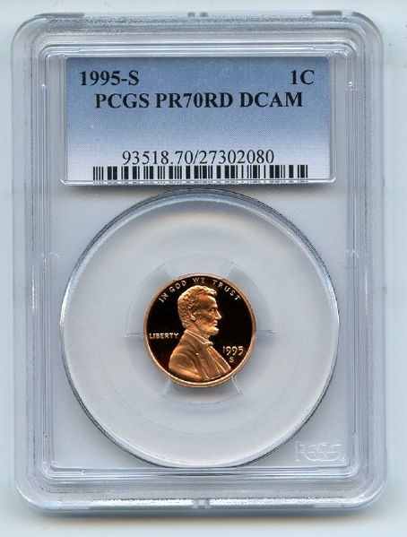 1995 S 1C Lincoln Cent Proof PCGS PR70DCAM