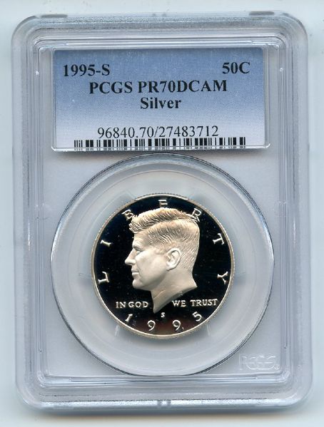 1995 S 50C Silver Kennedy Half Dollar Proof PCGS PR70DCAM