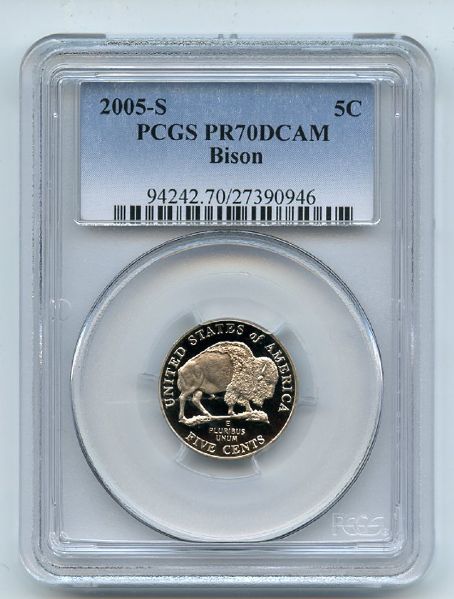 2005 S 5C Bison Jefferson Nickel PCGS PR70DCAM