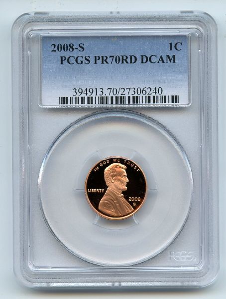 2008 S 1C Lincoln Cent PCGS PR70DCAM