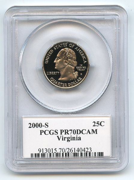 2000 S 25C Clad Virginia Quarter PCGS PR70DCAM