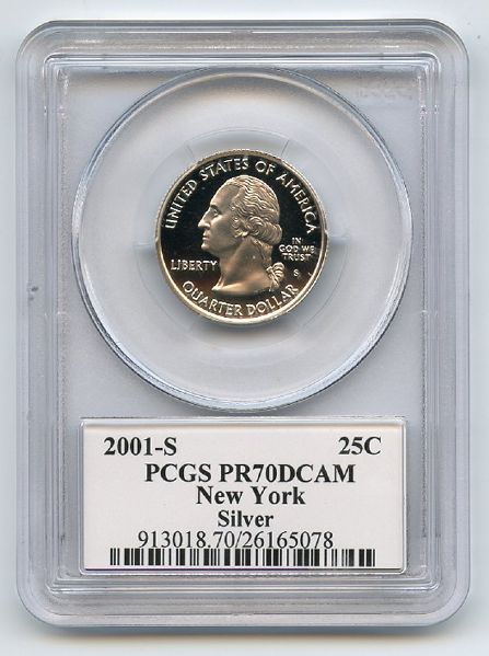 2001 S 25C Silver New York Quarter PCGS PR70DCAM