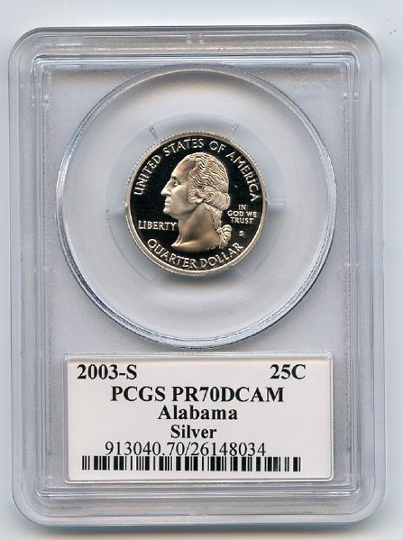 2003 S 25C Silver Alabama Quarter PCGS PR70DCAM