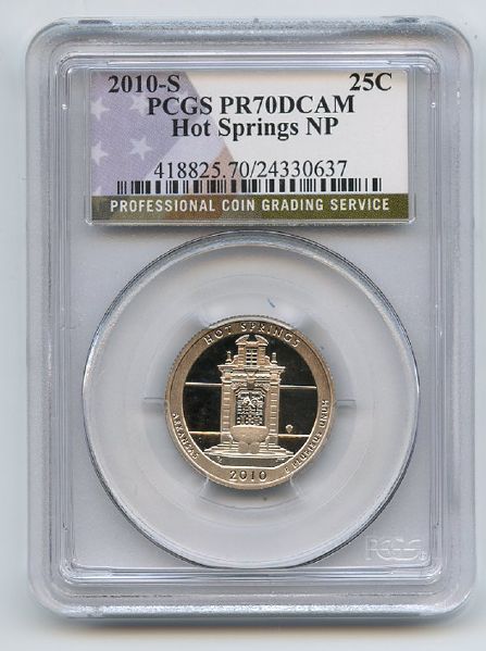 2010 S 25C Clad Hot Springs Quarter PCGS PR70DCAM