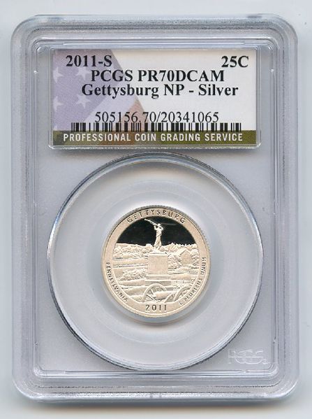 2011 S 25C Silver Gettysburg Quarter PCGS PR70DCAM