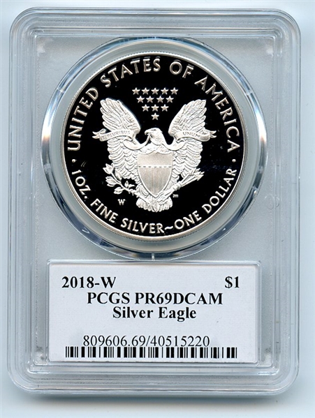 2018 W $1 Proof American Silver Eagle 1oz PCGS PR69DCAM Thomas Cleveland Eagle