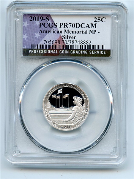 2019 S 25C Silver American Memorial Quarter PCGS PR70DCAM