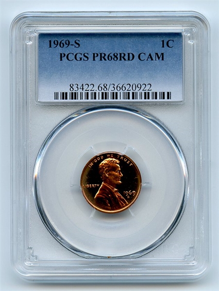 1969 S 1C Lincoln Cent PCGS PR68CAM