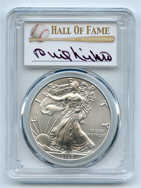 2020 $1 American Silver Eagle 1oz PCGS MS70 FDOI Phil Niekro