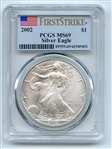 2002 $1 American Silver Eagle 1oz Dollar PCGS MS69 First Strike