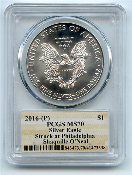 2016 (P) $1 American Silver Eagle PCGS MS70 Shaquille O'Neal