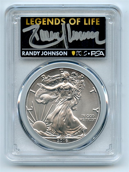 2016 (S) $1 American Silver Eagle PCGS PSA MS70 Legends of Life Randy Johnson