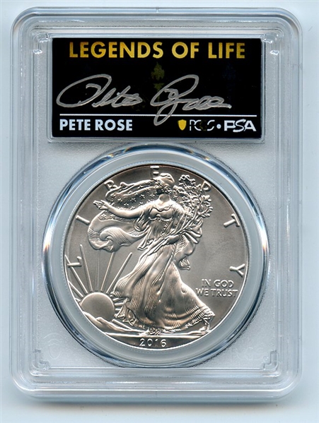 2016 (S) $1 American Silver Eagle PCGS PSA MS70 Legends of Life Pete Rose