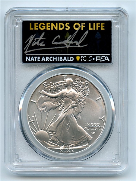 2022 $1 American Silver Eagle 1oz PCGS MS70 FS Legends of Life Nate Archibald