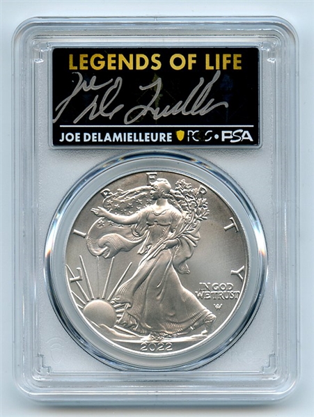 2022 $1 American Silver Eagle 1oz PCGS MS70 FS Legends of Life Joe DeLamielleure