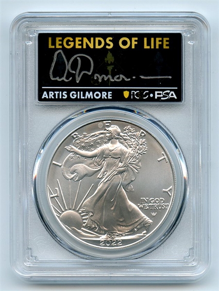 2022 $1 American Silver Eagle 1oz PCGS MS70 FS Legends of Life Artis Gilmore