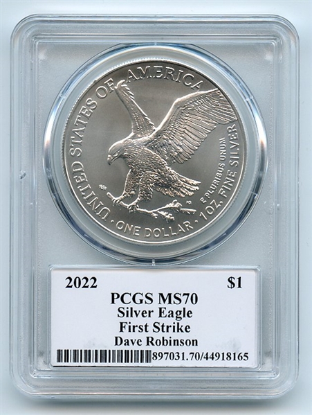 2022 $1 American Silver Eagle 1oz PCGS MS70 FS Legends of Life Dave Robinson