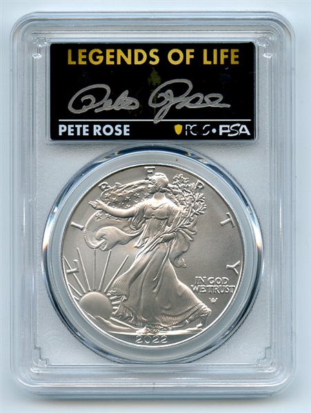 2022 $1 American Silver Eagle 1oz PCGS MS70 FS Legends of Life Pete Rose