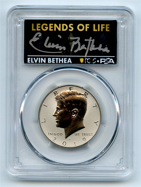 2019 S 50C Kennedy Enhanced Reverse Proof PCGS PR70 Legends of Life Elvin Bethea