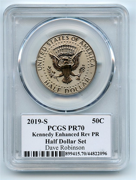 2019 S 50C Kennedy Enhanced Reverse Proof PCGS PR70 Legends Life Dave Robinson