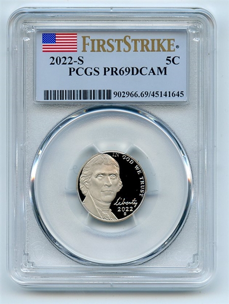 2022 S 5C Jefferson Nickel PCGS PR69DCAM First Strike