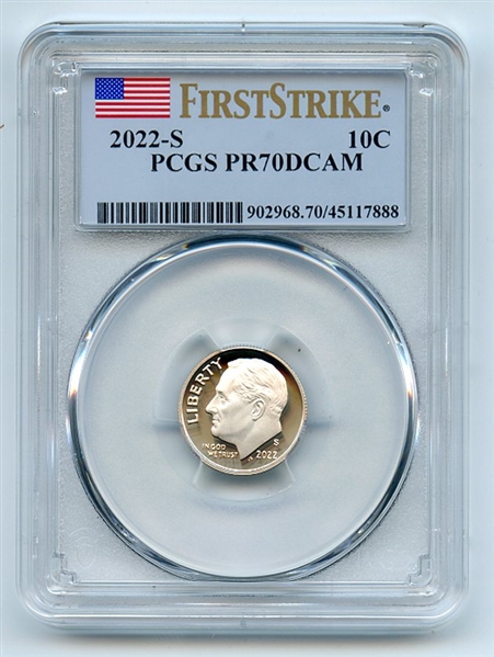 2022 S 10C Clad Roosevelt Dime PCGS PR70DCAM First Strike