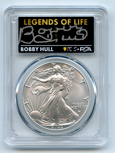 2022 $1 American Silver Eagle 1oz PCGS MS70 FS Legends of Life Bobby Hull