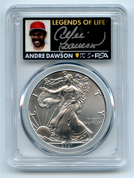 2021 (P) $1 Emergency Silver Eagle PCGS MS70 FDOI Legends of Life Andre Dawson