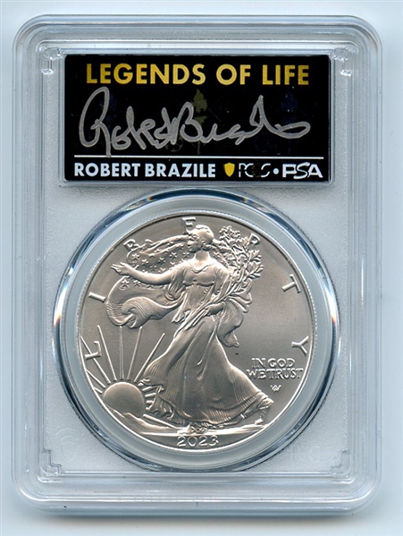 2023 $1 American Silver Eagle 1oz PCGS MS70 FS Legends of Life Robert Brazile