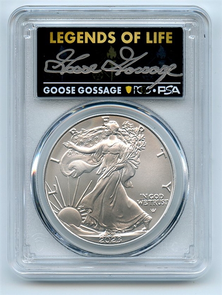 2023 $1 American Silver Eagle 1oz PCGS MS70 FS Legends of Life Goose Gossage