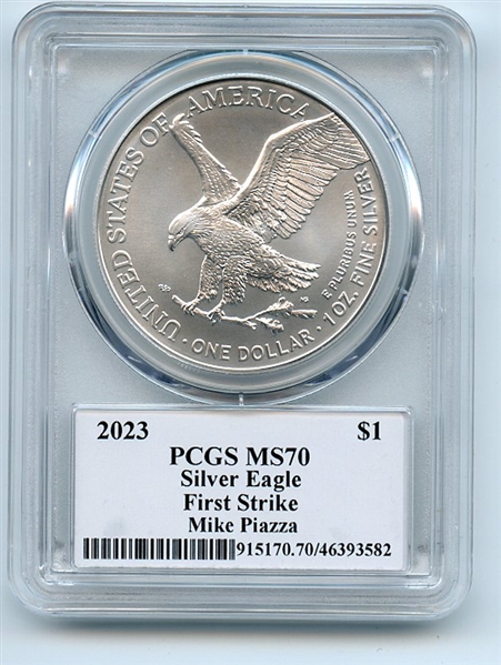 2023 $1 American Silver Eagle 1oz PCGS MS70 FS Legends of Life Mike Piazza