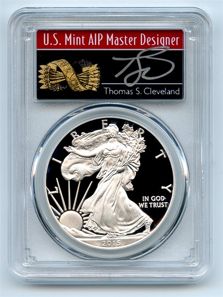 2015 W $1 Proof American Silver Eagle 1oz PCGS PR69DCAM Thomas Cleveland Arrows