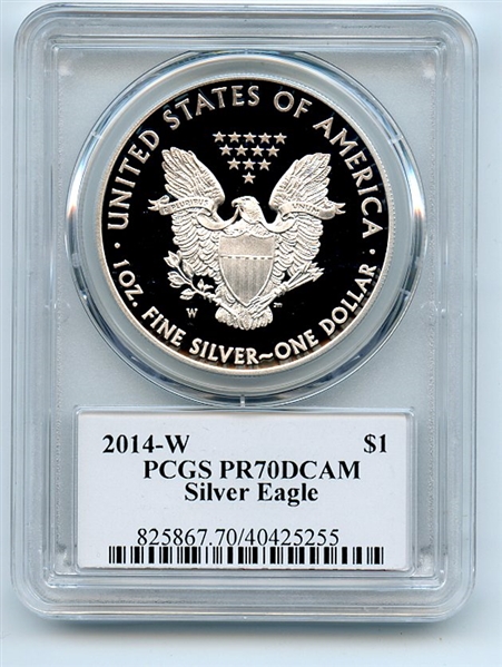 2014 W $1 Proof American Silver Eagle 1oz PCGS PR70DCAM Thomas Cleveland Arrows