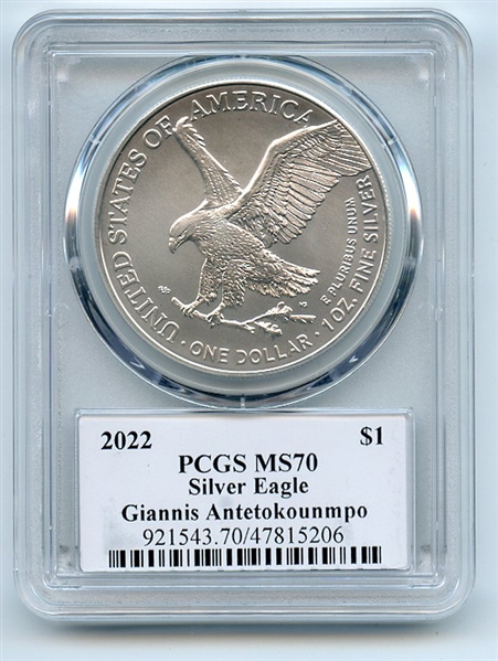 2021 $1 Silver Eagle T2 First Production PCGS MS70 Legends Life Elvin Hayes