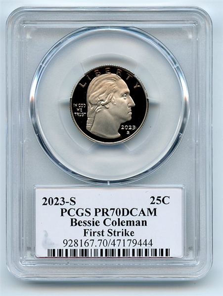 2023 S 25C Clad Bessie Coleman Quarter PCGS PR70DCAM FS Cleveland Arrows