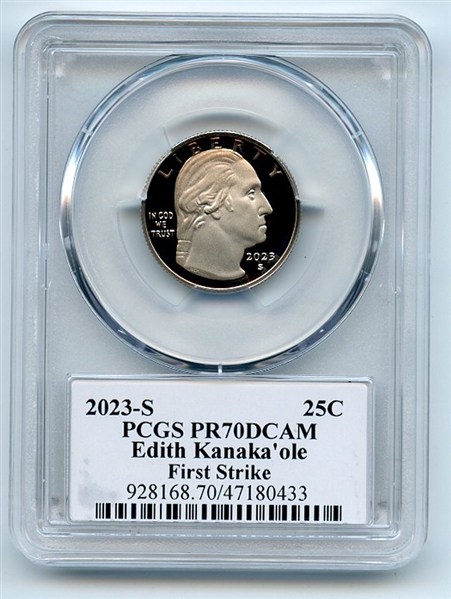 2023 S 25C Clad Edith Kanaka'ole Quarter PCGS PR70DCAM FS Cleveland Arrows