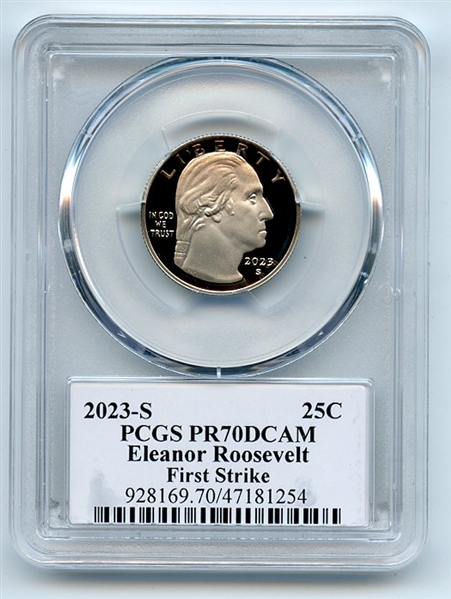 2023 S 25C Clad Elanor Roosevelt Quarter PCGS PR70DCAM FS Cleveland Arrows