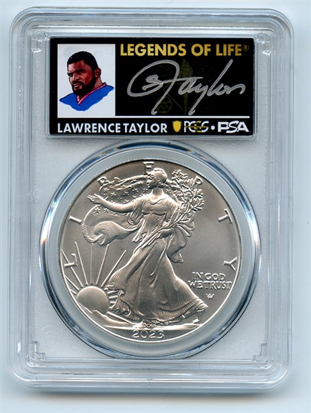 2023 $1 American Silver Eagle 1oz PCGS PSA MS70 FDOI Legends of Life Lawrencw Taylor