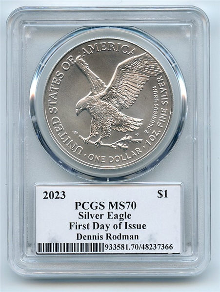 2023 $1 American Silver Eagle 1oz PCGS PSA MS70 FDOI Legends Life Dennis Rodman