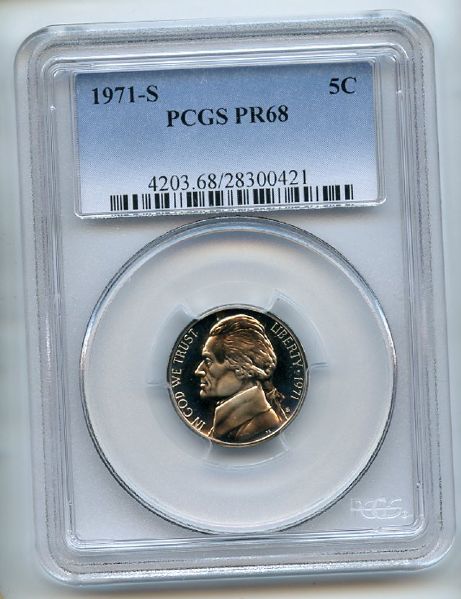 1971 S 5C Jefferson Nickel PCGS PR68