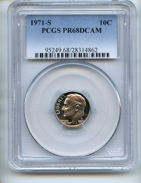 1971 S 10C Roosevelt Dime PCGS PR68DCAM