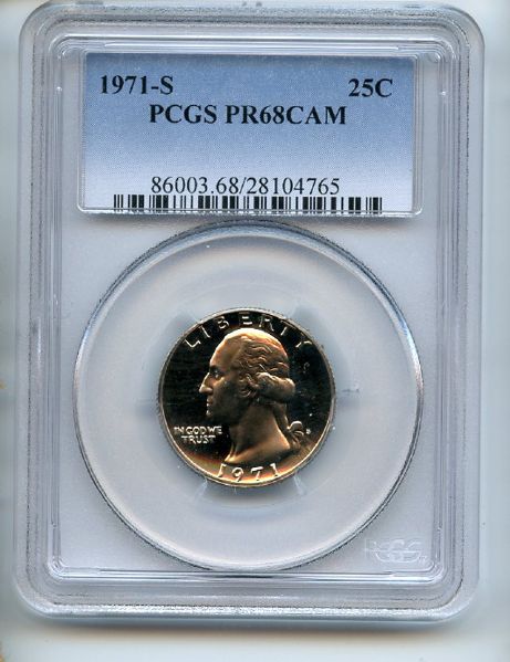 1971 S 25C Washington Quarter PCGS PR68CAM