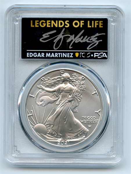 2021 $1 Silver Eagle T2 First Production PCGS MS70 Legends Life Edgar Martinez