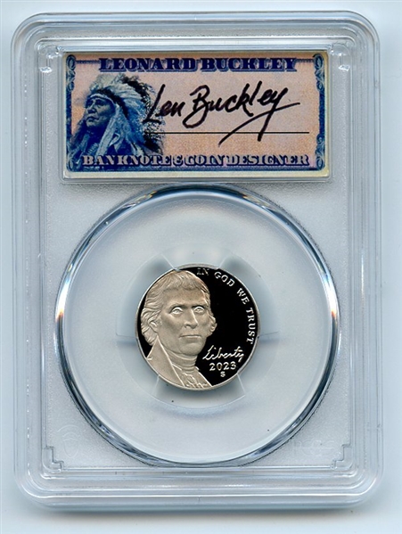 2023 S 5C Jefferson Nickel PCGS PR70DCAM First Strike Thomas Leonard Buckley